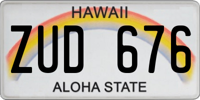 HI license plate ZUD676