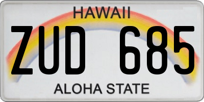 HI license plate ZUD685
