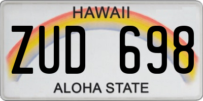 HI license plate ZUD698
