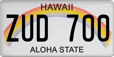 HI license plate ZUD700