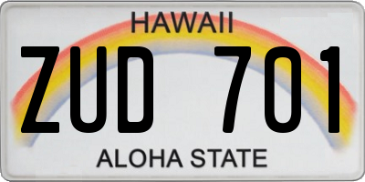 HI license plate ZUD701