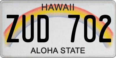 HI license plate ZUD702