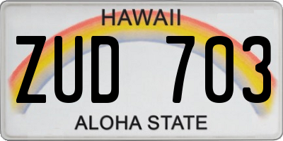 HI license plate ZUD703