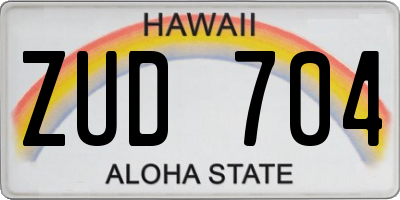 HI license plate ZUD704