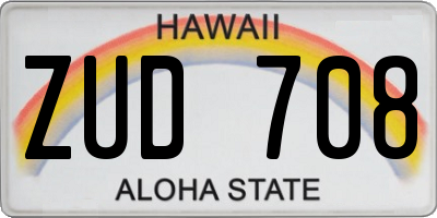 HI license plate ZUD708