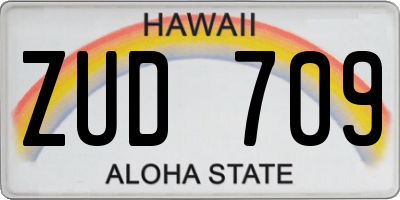 HI license plate ZUD709