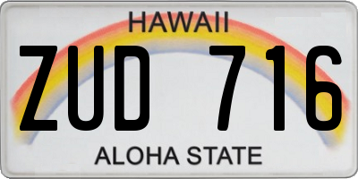 HI license plate ZUD716