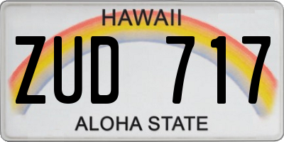 HI license plate ZUD717