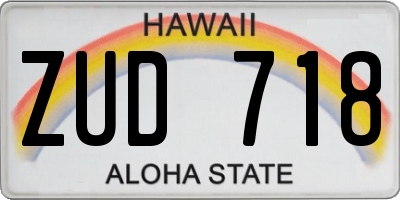 HI license plate ZUD718
