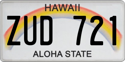 HI license plate ZUD721