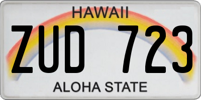 HI license plate ZUD723