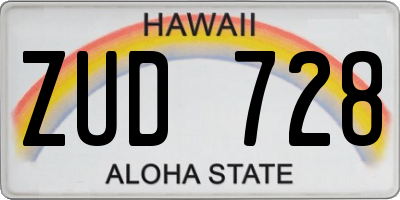 HI license plate ZUD728