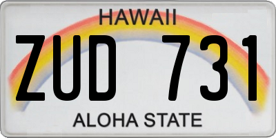 HI license plate ZUD731