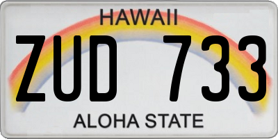 HI license plate ZUD733