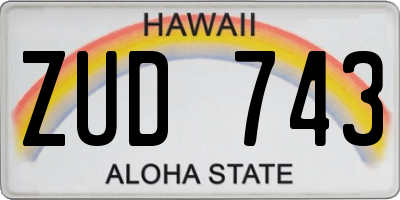 HI license plate ZUD743