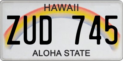 HI license plate ZUD745