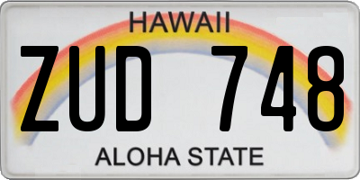 HI license plate ZUD748