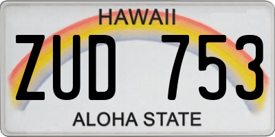 HI license plate ZUD753