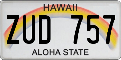 HI license plate ZUD757