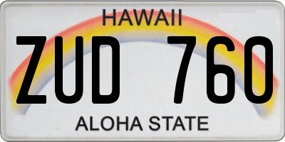 HI license plate ZUD760