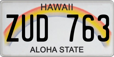 HI license plate ZUD763