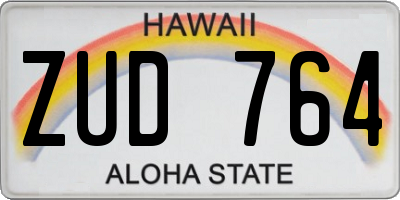 HI license plate ZUD764