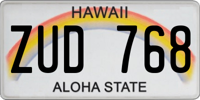 HI license plate ZUD768