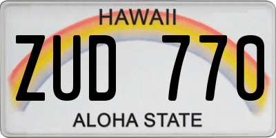 HI license plate ZUD770