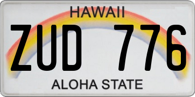 HI license plate ZUD776