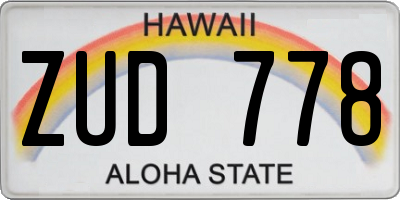 HI license plate ZUD778