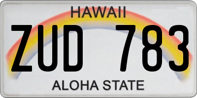 HI license plate ZUD783