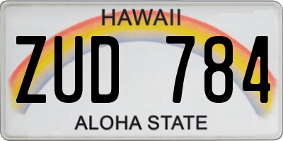 HI license plate ZUD784