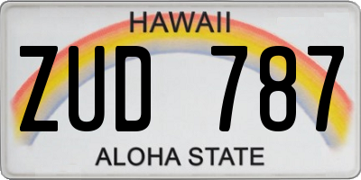 HI license plate ZUD787
