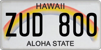 HI license plate ZUD800