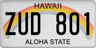 HI license plate ZUD801