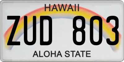 HI license plate ZUD803