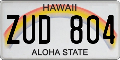 HI license plate ZUD804
