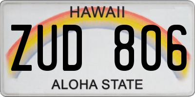 HI license plate ZUD806
