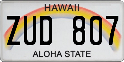 HI license plate ZUD807
