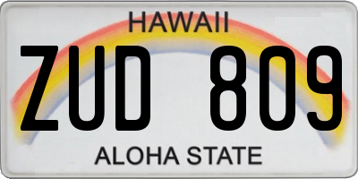 HI license plate ZUD809