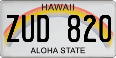 HI license plate ZUD820