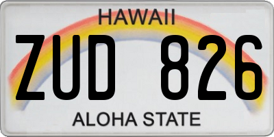 HI license plate ZUD826