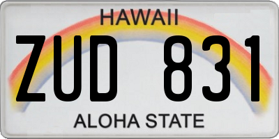 HI license plate ZUD831