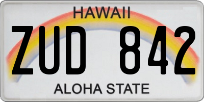 HI license plate ZUD842