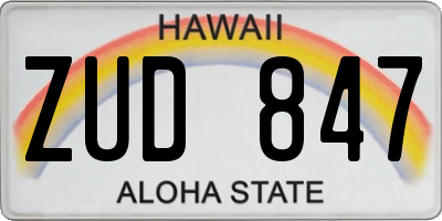 HI license plate ZUD847