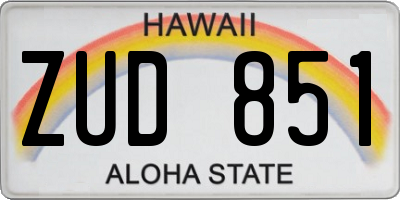 HI license plate ZUD851