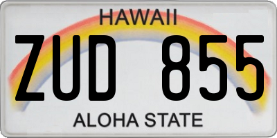HI license plate ZUD855