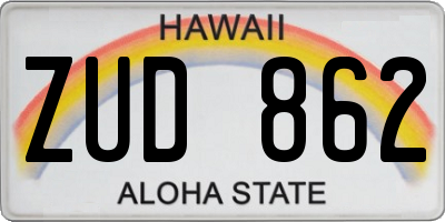 HI license plate ZUD862