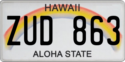 HI license plate ZUD863