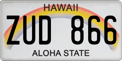 HI license plate ZUD866